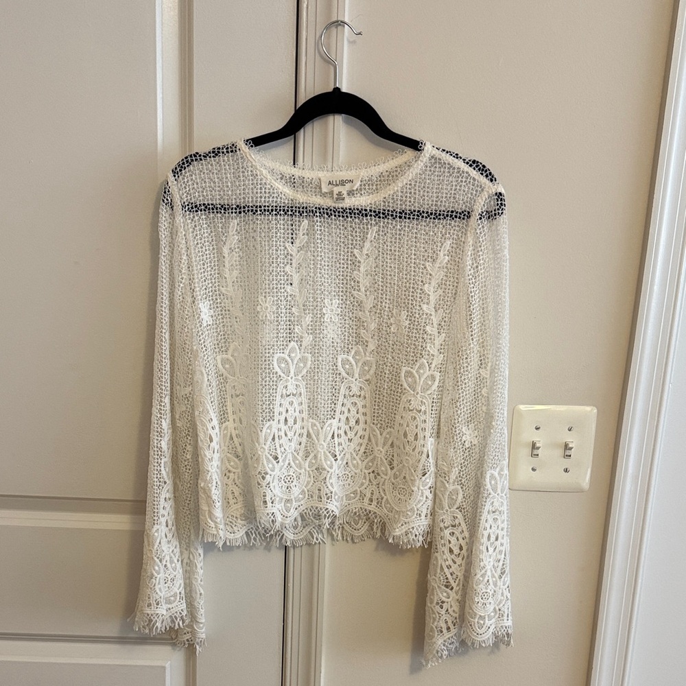White Lace Long Sleeve Top